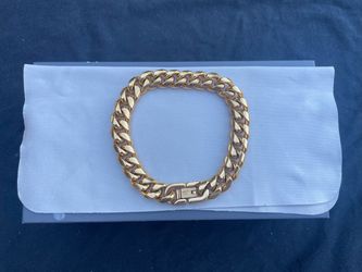 Gold Stainless Steel 10mm Cuban Link Chain Bracelet for Men - 8 inch/20cm (BRAND NEW)