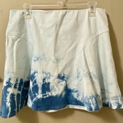Banana Republic Blue Tie Dye Mini Skirt Skater Stretch Fit & Flare Women's 12 