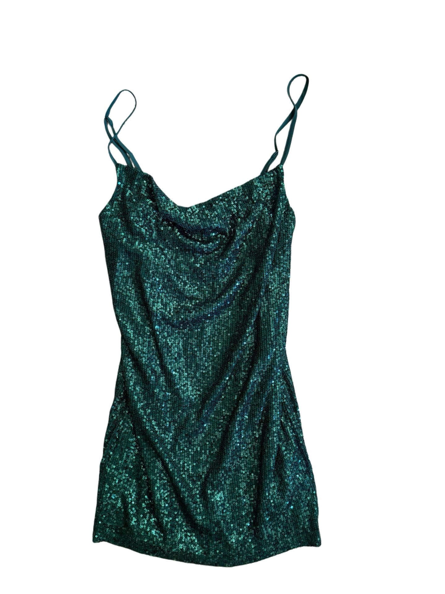 Hey babe sparkly Green Sequin Mini Dress womens size m