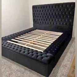 Queen Size Velvet Bed Frame With Storage 