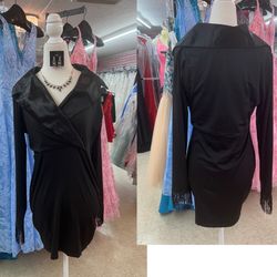 New With Tags Black Long Fringe Sleeve Short Formal/Semi Formal Dress $55