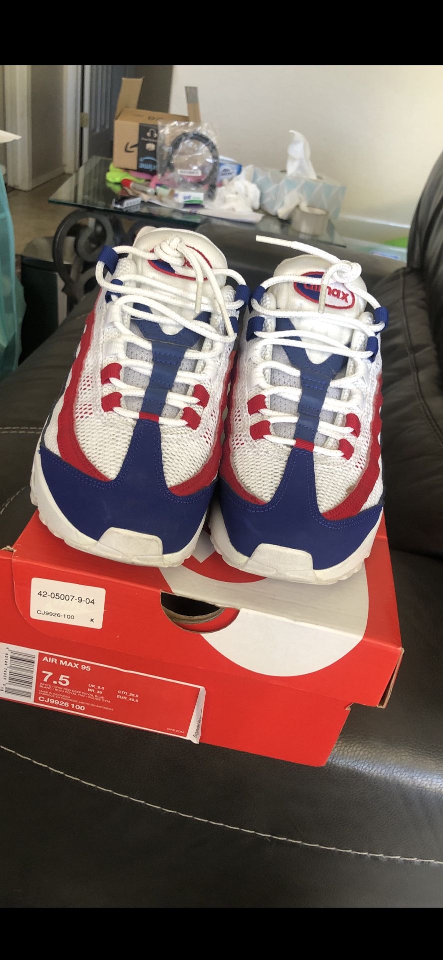 Nike Air Max 95 USA Men’s Shoes Red White Blue Size 7.5 Cj 9926–100 Mint In Original Box