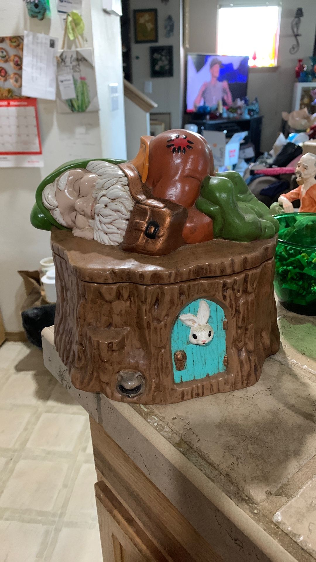 1970’s Vintage Sleeping Gnome Ceramic Cookie Jar Canister