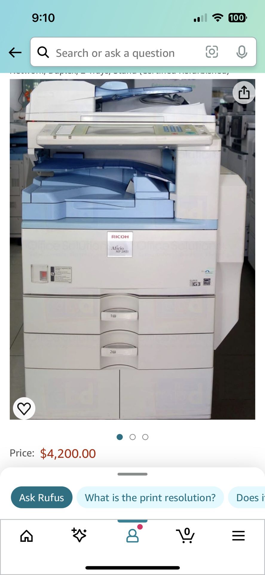Ricoh Aficio MP 2550 A3 Mono Laser Multifunction Printer