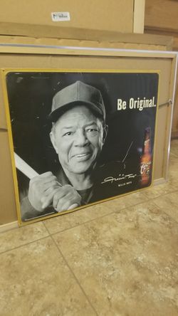 Vintage Willie Mays Coors tin sign