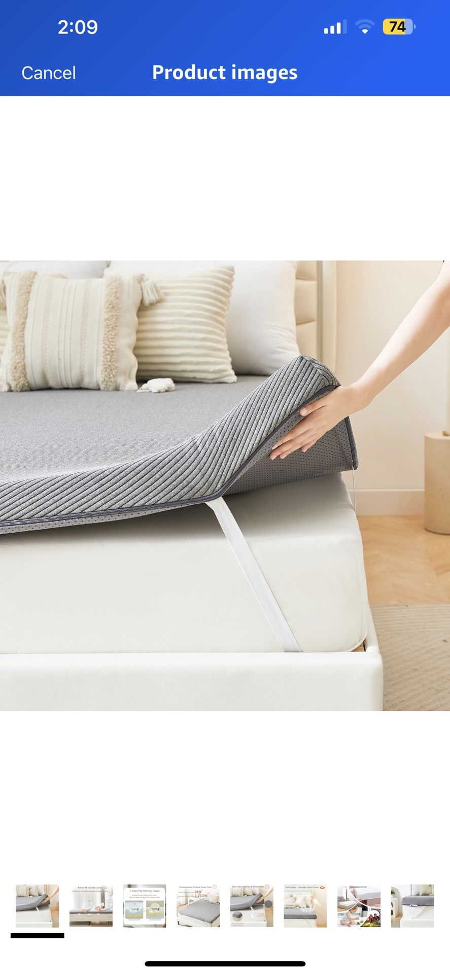 Aiwees Memory Foam Mattress Topper 3 Inch Queen Size Pressure Relief Non Slip