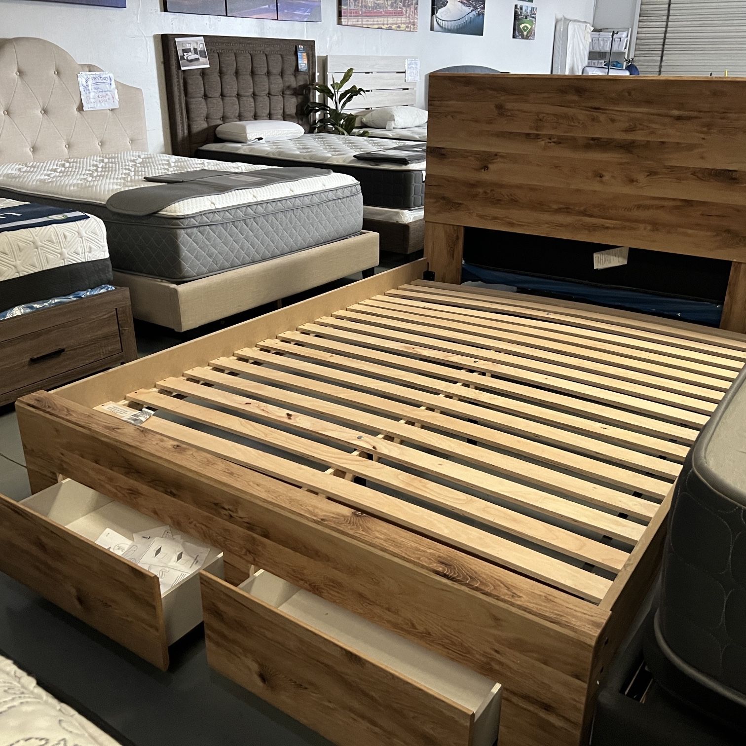 Ashley Furniture new platform bed frame with Storage Drawers! King $488 Queen $388