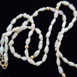14K Gold Cultured Freshwater Pearl Necklace
