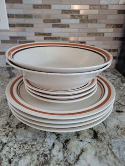 Plates and  Large Serving Bowls Stoneware Set