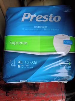1 box of Presto Disposable pull up size XL n 2 packs Booster pads for $40 all