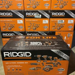 RIDGID 18V Cordless 8-Tool Combo Kit with 2.0 Ah Battery, 4.0 Ah Battery, Charger, and Tool Bag