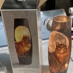 Black Cat Glass Hurricane Lamp Halloween