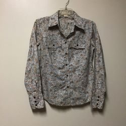 Women’s MICHAEL KORS 100% cotton Small Floral  Print snap front long sleeve shirt… Size small