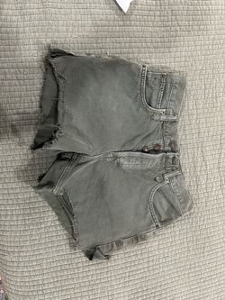 Olive Green Cutoff Denim Shorts