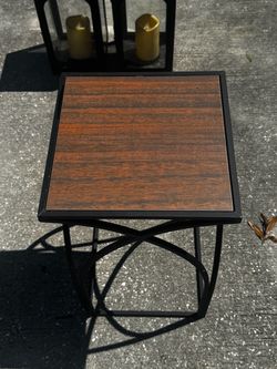Square Side Table with Metal Base