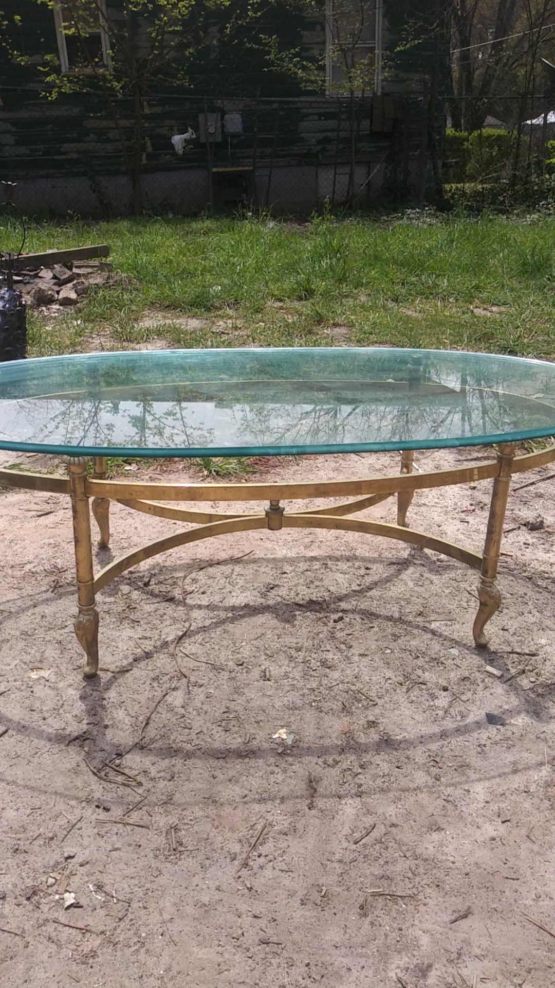 Coffee table brass and glass