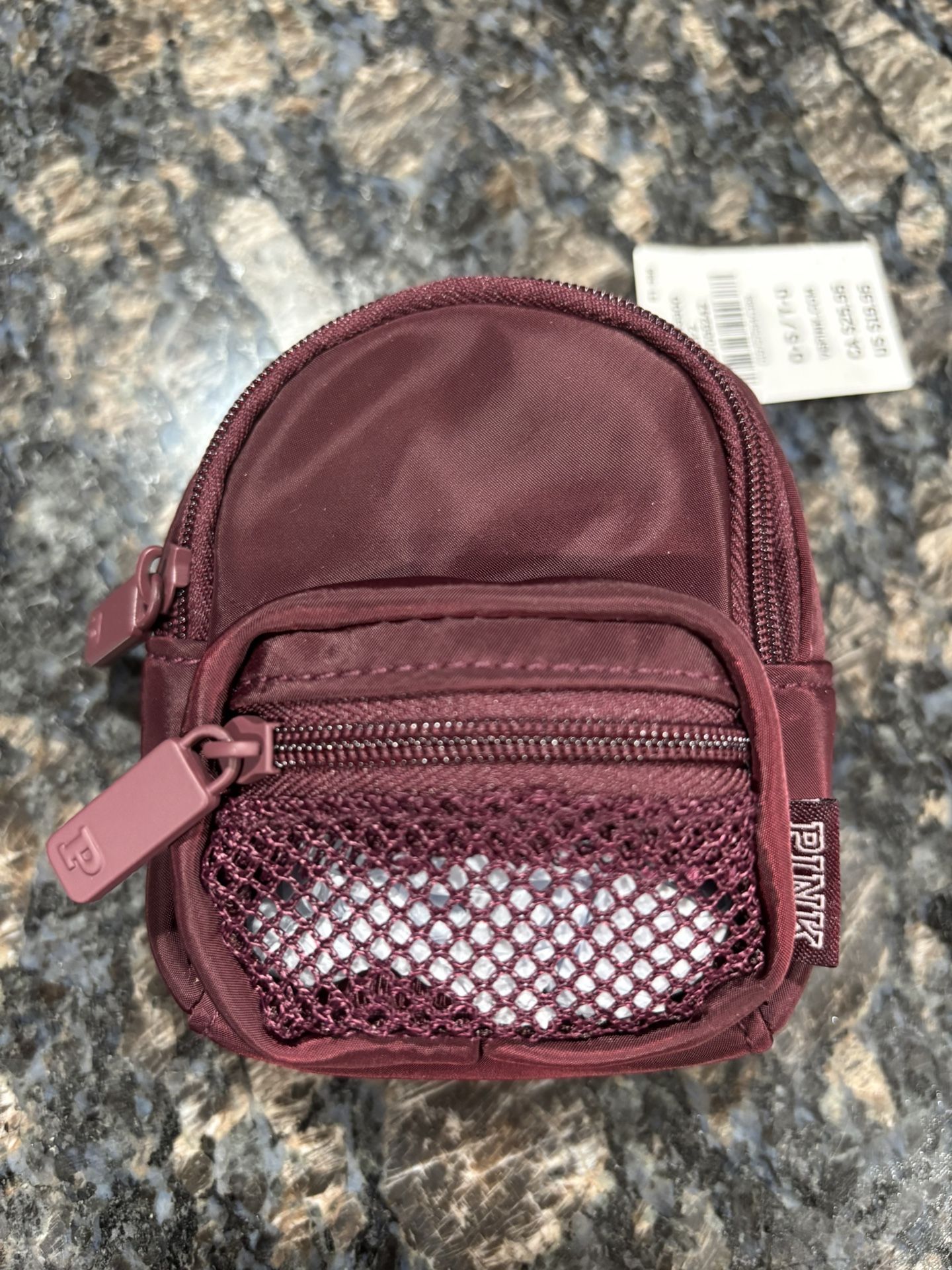 NEW VICTORIAS SECRET PINK BURGUNDY MINI BACKPACK KEYCHAIN $10!!