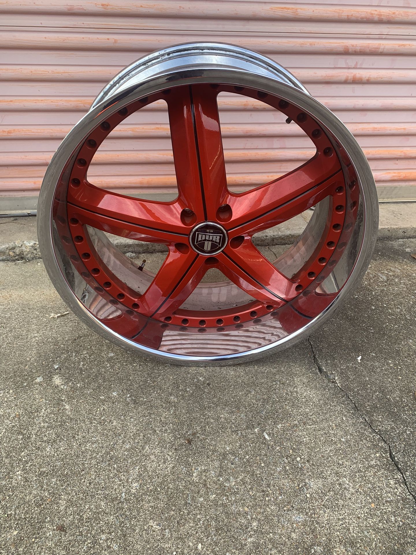 DUB Forged 24” Red 5-Spoke Custom Wheel Rim – 2 Piece – Used