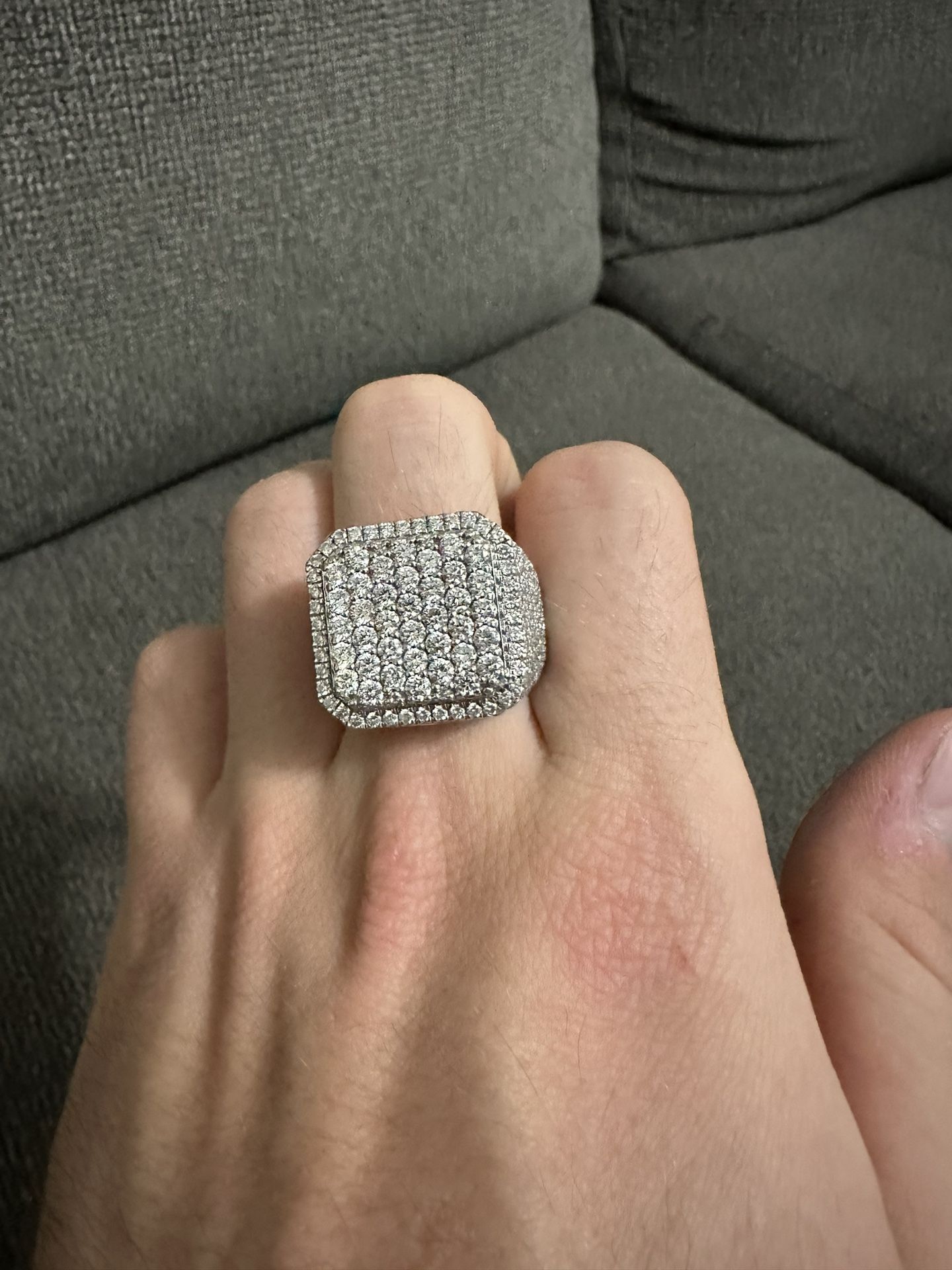 10k white gold 7 carats VS lab grown diamond men’s ring!