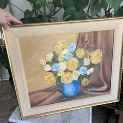 Large Vintage Handpainted Signed Artwork 