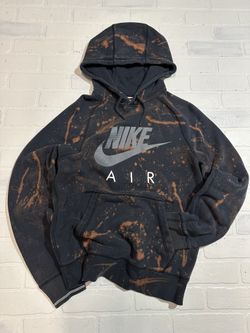Y2K NIKE Hoodie Faded Black Bleach Splatter Men’s Small