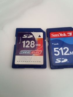 Dane-Elec 128MB and SanDisk 512MB SD Cards