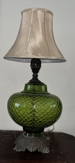 Large Regency Green Mid Century Antique Lamp