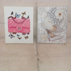 (2) Cute Aesthetic Canvas Art 11x14 