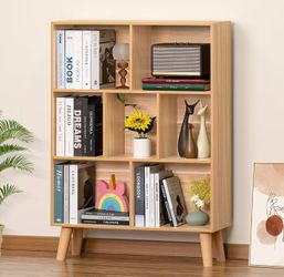 7 cube wooden bookshelf with legs