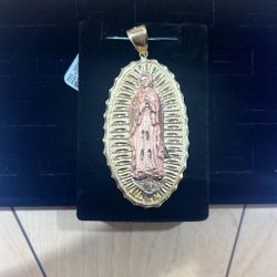 14K Two-Tone Virgen de Guadalupe Pendant
