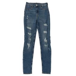 H&M Divided Skinny Jeans Womens 2 Distressed Super Stretch Denim 24in Waist