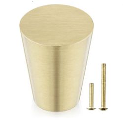 10Pack Solid Brass Knobs for Dresser Drawer - 0.8-Inch Diameter (Brushed Finish)