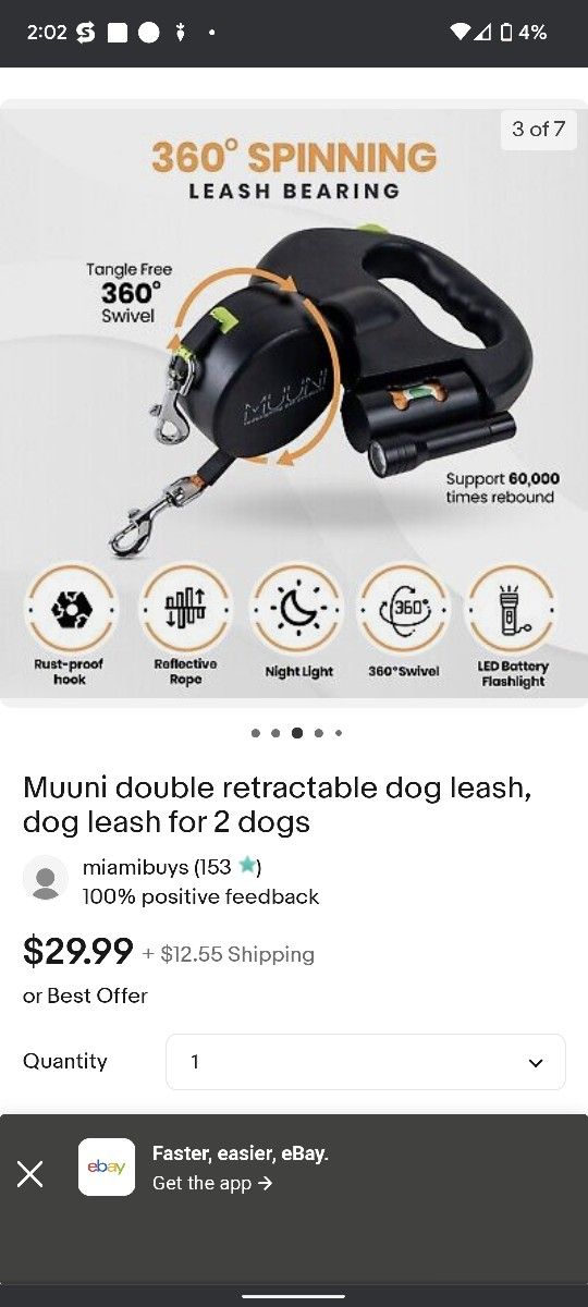 double retractable dog leash, dog leash for 2 dogs