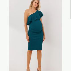 Brand New (Size XL) One Shoulder Ruffle Maternity Dress