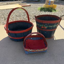 wooden bushel and peck baskets