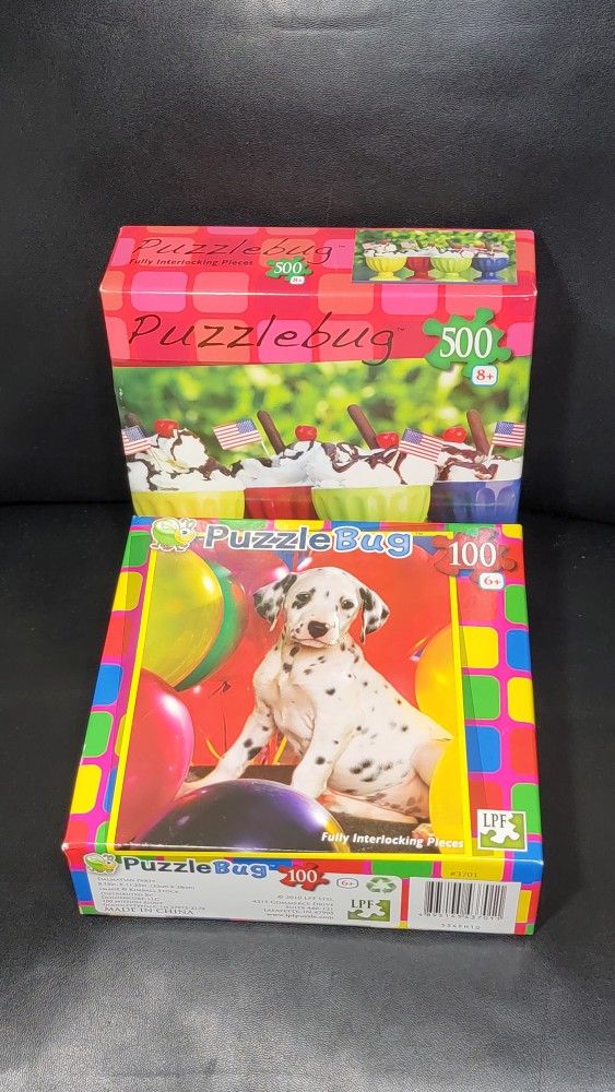 Lot Of Two (2) Puzzle Bugss Dalmatian 100 pieces & 500 pieces Sundae Ice Cream