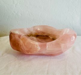 Hand-Carved Rose Quartz Crystal Bowl