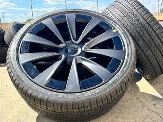 FREE DELIVERY 2025 Tesla Model X Plaid Wheels 265/35/22 & 285/35/22 Pirelli AS Tires W/CAP