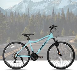 New HILAND 26 Inch Womens and Mens Mountain Bike, 21 Speed Steel Frame Adult Bicycle, MTB Bikes with Suspension Fork, Green