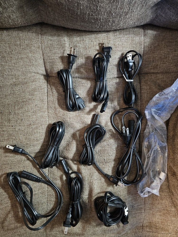 2 Prong Power Cord Cable 10 Pcs Various Lengths Some Used Some New