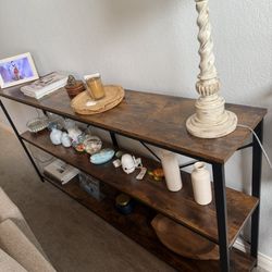 Long Brown Wood Console Table 