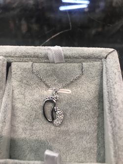 Sterling Silver Baby Feet Necklace with 18” Necklace a