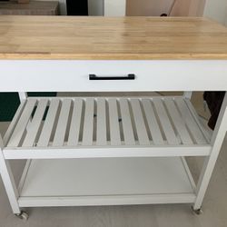 Kitchen Island 40”x20” with towel rack and drawer