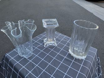 Set of 3 Clear Glass Vases