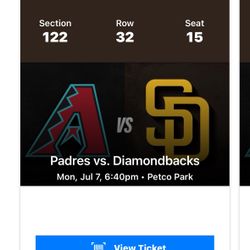 (4) Tickets Padres v Diamondbacks 7/7