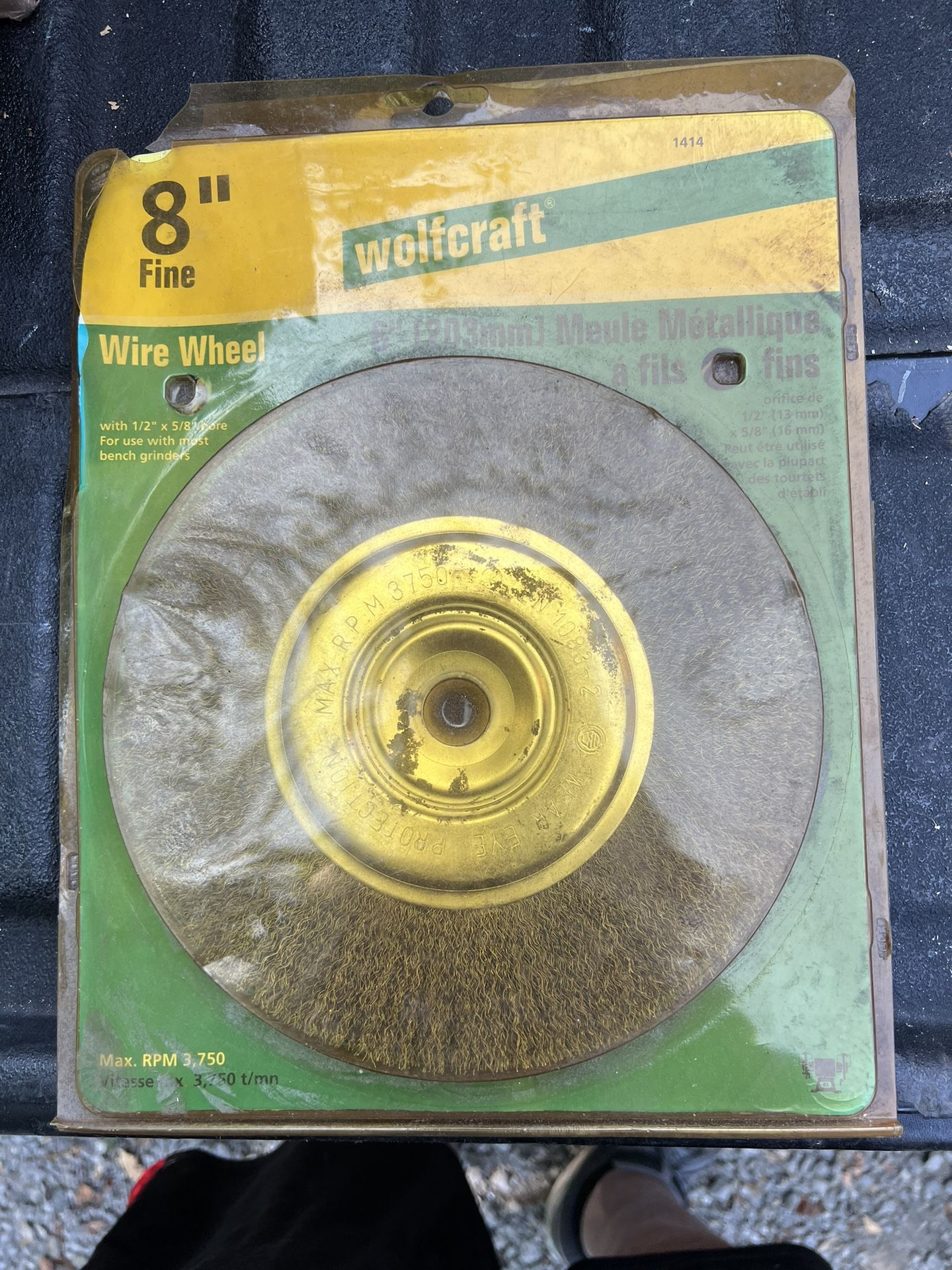 NEW Wolfcraft 8” Crimped Wire Wheel 5/8"-1/2" Arbor Hole Bore 16mm