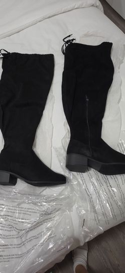 Black Suede Over-the-Knee Boots