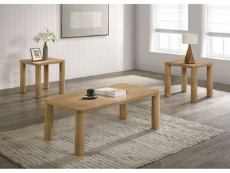Castlewood Washed Oak 3-piece Cocktail Coffee Table Set