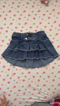 Pleated Denim Mini Skirt