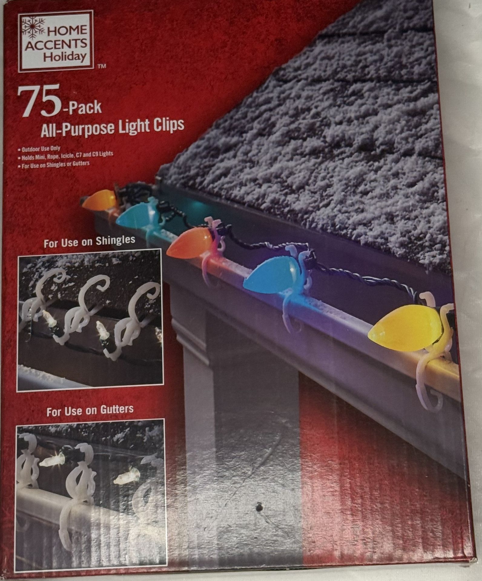 Home Accents Holiday — 75-Pack Light Clips (New